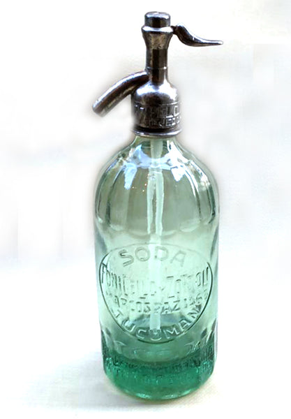 Antique Soda Siphon Pressed Glass Bottle w/"Foniciello & Zottoli" Adv. (CM625)
